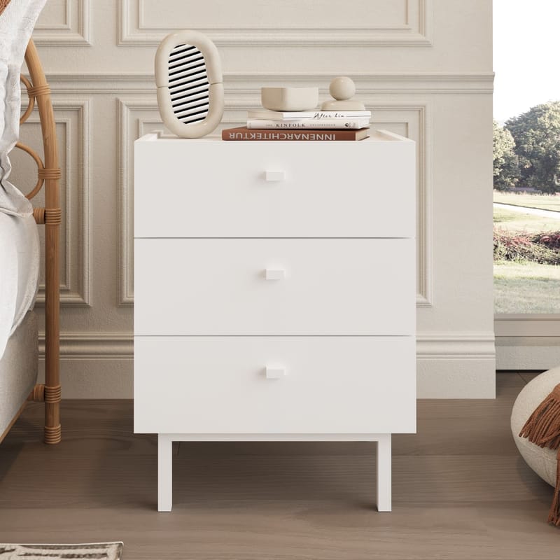 Nattbord Hanah Home Luke (47,9 x 63,5 x 36,8 cm) Hvit - Hvit - Møbler - Bord - Avlastningsbord & sidobord - Sengebord & nattbord