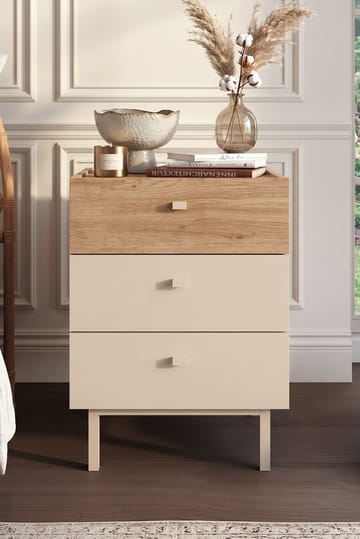 Nattbord Hanah Home Luke (47,9 x 63,5 x 36,8 cm) Sand eik - Sand og eik - Møbler - Bord - Avlastningsbord & sidobord - Sengebord & nattbord
