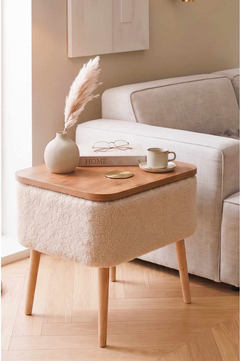 Nattbord Hanah Home Parkway (60 x 55 x 30 cm) Beige natur - Beige og natur - Møbler - Bord - Avlastningsbord & sidobord - Sengebord & nattbord
