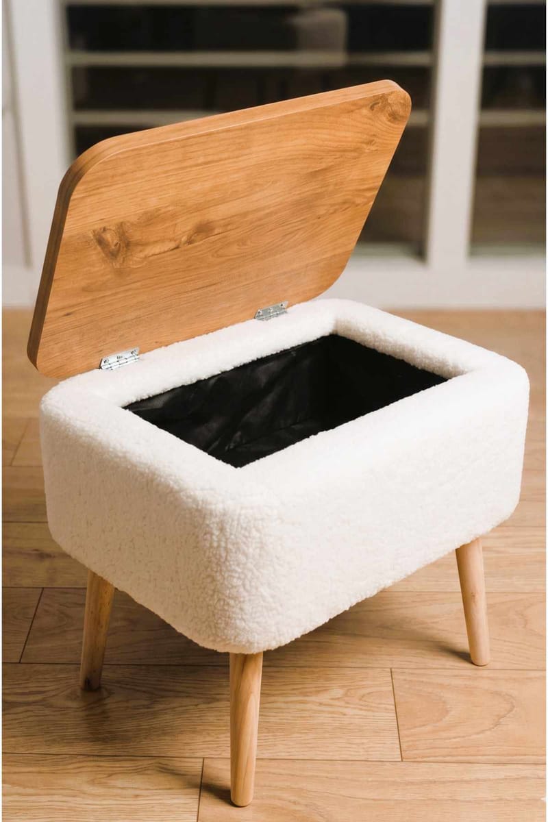 Nattbord Hanah Home Parkway (60 x 55 x 30 cm) Hvit natur - Hvit og natur - Møbler - Bord - Avlastningsbord & sidobord - Sengebord & nattbord