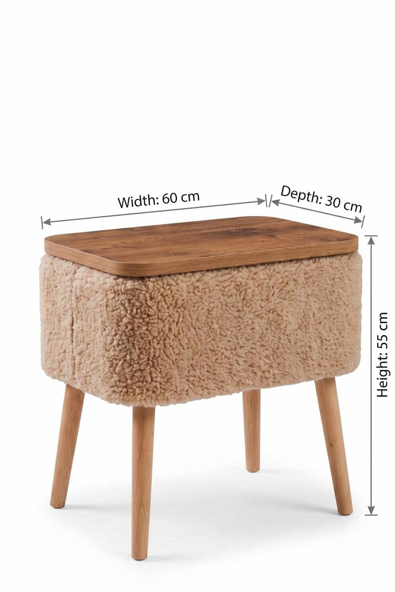 Nattbord Hanah Home Parkway (60 x 55 x 30 cm) Beige natur - Beige og natur - Møbler - Bord - Avlastningsbord & sidobord - Sengebord & nattbord