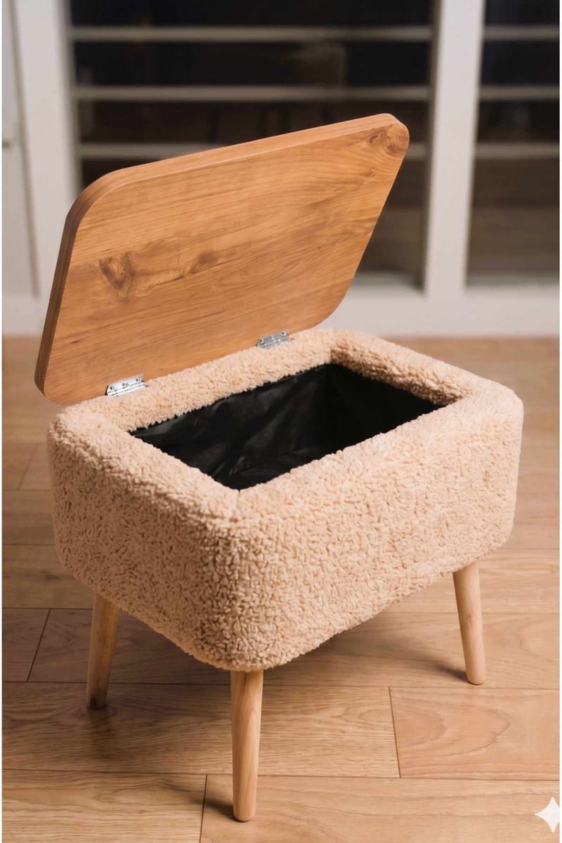 Nattbord Hanah Home Parkway (60 x 55 x 30 cm) Beige natur - Beige og natur - Møbler - Bord - Avlastningsbord & sidobord - Sengebord & nattbord