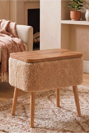 Nattbord Hanah Home Parkway (60 x 55 x 30 cm) Beige natur - Beige og natur - Møbler - Bord - Avlastningsbord & sidobord - Sengebord & nattbord