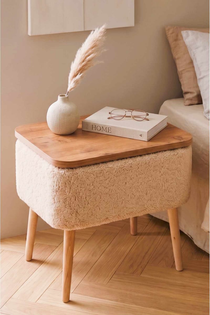 Nattbord Hanah Home Parkway (60 x 55 x 30 cm) Beige natur - Beige og natur - Møbler - Bord - Avlastningsbord & sidobord - Sengebord & nattbord