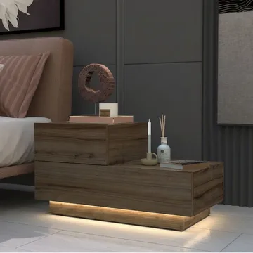 Nattbord Homitis Kayra (70 x 35 x 38,3 cm) Antique Walnut - Møbler - Bord - Avlastningsbord & sidobord - Sengebord & nattbord