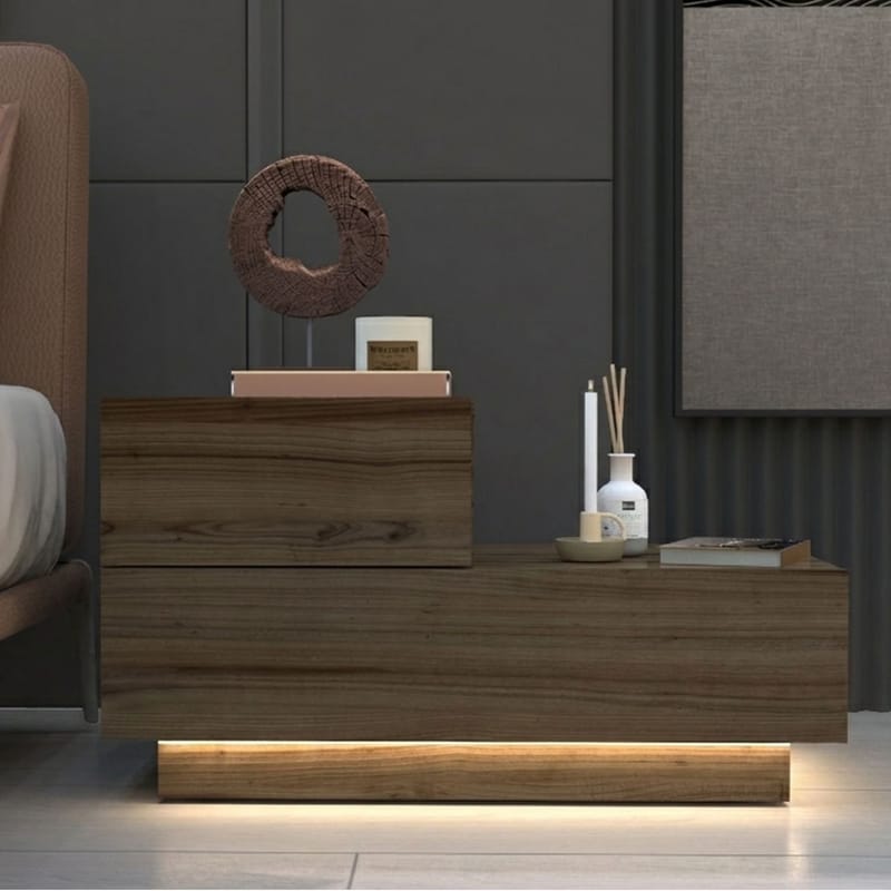 Nattbord Homitis Kayra (70 x 35 x 38,3 cm) Antique Walnut - Møbler - Bord - Avlastningsbord & sidobord - Sengebord & nattbord