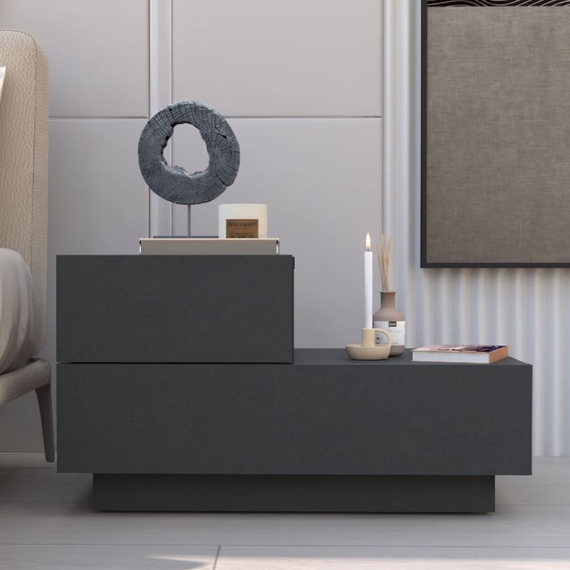 Nattbord Homitis Kayra (70 x 35 x 38,3 cm) Antrasitt - Antrasitt - Møbler - Bord - Avlastningsbord & sidobord - Sengebord & nattbord