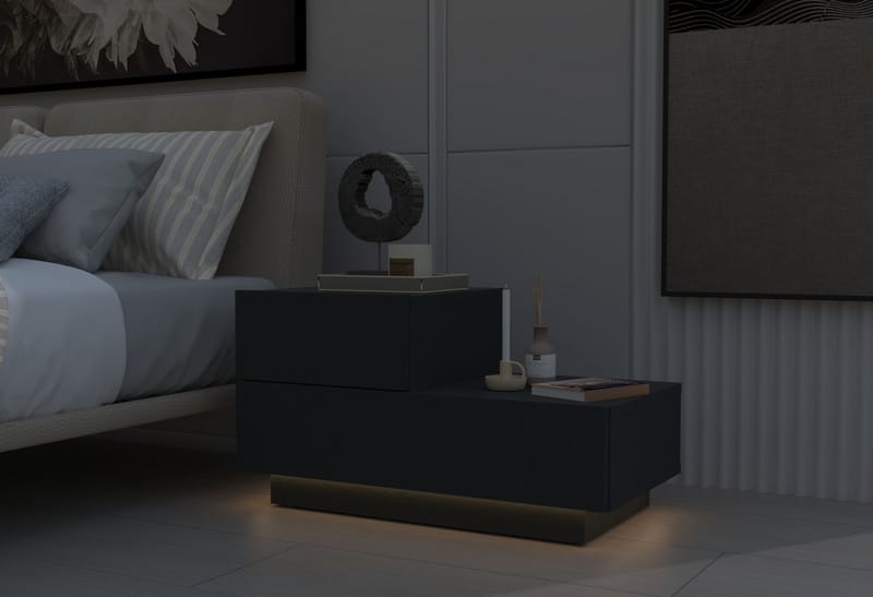 Nattbord Homitis Kayra (70 x 35 x 38,3 cm) Antrasitt - Antrasitt - Møbler - Bord - Avlastningsbord & sidobord - Sengebord & nattbord