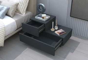 Nattbord Homitis Kayra (70 x 35 x 38,3 cm) Antrasitt - Antrasitt - Møbler - Bord - Avlastningsbord & sidobord - Sengebord & nattbord
