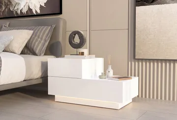 Nattbord Homitis Kayra (70 x 35 x 38,3 cm) Hvit - Hvit - Møbler - Bord - Avlastningsbord & sidobord - Sengebord & nattbord