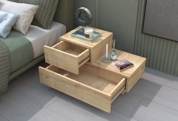 Nattbord Homitis Kayra (70 x 35 x 38,3 cm) Sapphire Oak - Sapphire Oak - Møbler - Bord - Avlastningsbord & sidobord - Sengebord & nattbord