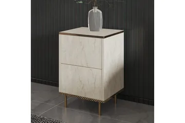 Nattbord Imaj Travertin / Gull - Beige/Gull - Møbler - Bord - Avlastningsbord & sidobord - Sengebord & nattbord