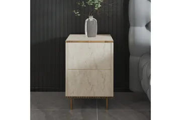 Nattbord Imaj Travertin / Gull - Beige/Gull - Møbler - Bord - Avlastningsbord & sidobord - Sengebord & nattbord