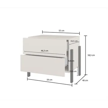 Nattbord Jukon S med 2 skuffer - Møbler - Bord - Avlastningsbord & sidobord - Sengebord & nattbord
