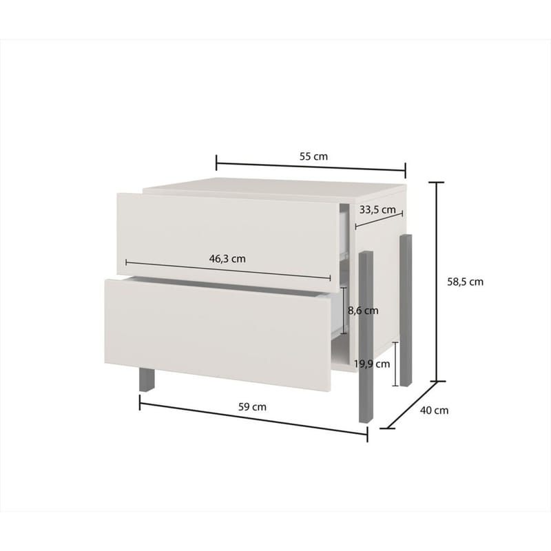 Nattbord Jukon S med 2 skuffer - Møbler - Bord - Avlastningsbord & sidobord - Sengebord & nattbord