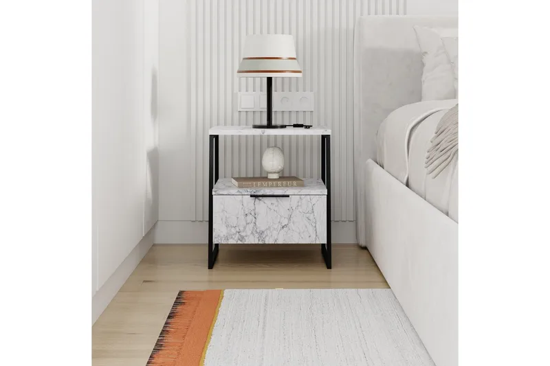 Nattbord Kavilash Carrara Marmor - Carrara Marmor - Møbler - Bord - Avlastningsbord & sidobord - Sengebord & nattbord