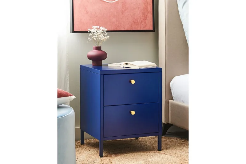 Nattbord Kylea Blå, gull - Blå, gull - Møbler - Bord - Avlastningsbord & sidobord - Sengebord & nattbord