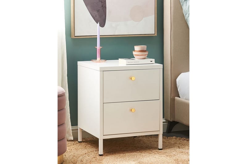 Nattbord Kylea Hvit, gull - Hvit, gull - Møbler - Bord - Avlastningsbord & sidobord - Sengebord & nattbord