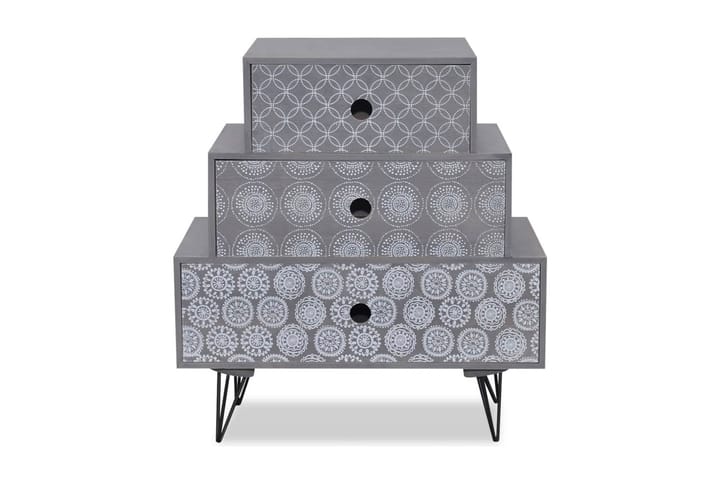 Nattbord med 3 skuffer grå - Sengebord & nattbord
