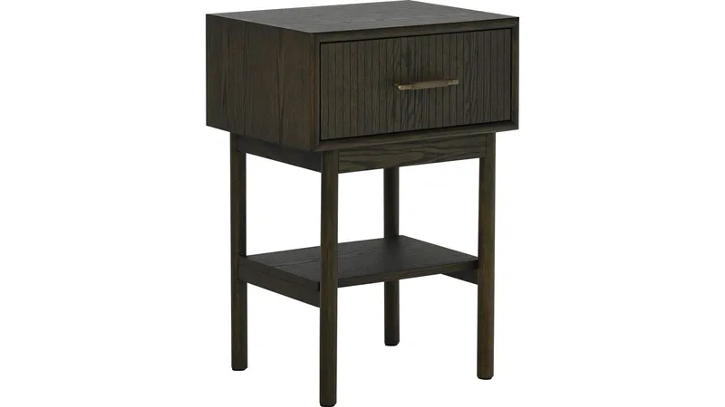 Nattbord NFG Lyon 1 skuff Brunlackad ek 66 cm - Brunlakkert eik - Møbler - Bord - Avlastningsbord & sidobord - Sengebord & nattbord