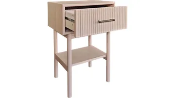 Nattbord NFG Lyon 1 skuff Vitpigmenterad ek 66 cm - Hvitpigmentert eik - Møbler - Bord - Avlastningsbord & sidobord - Sengebord & nattbord