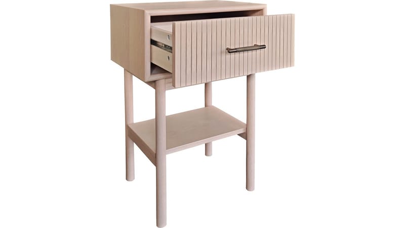 Nattbord NFG Lyon 1 skuff Vitpigmenterad ek 66 cm - Hvitpigmentert eik - Møbler - Bord - Avlastningsbord & sidobord - Sengebord & nattbord