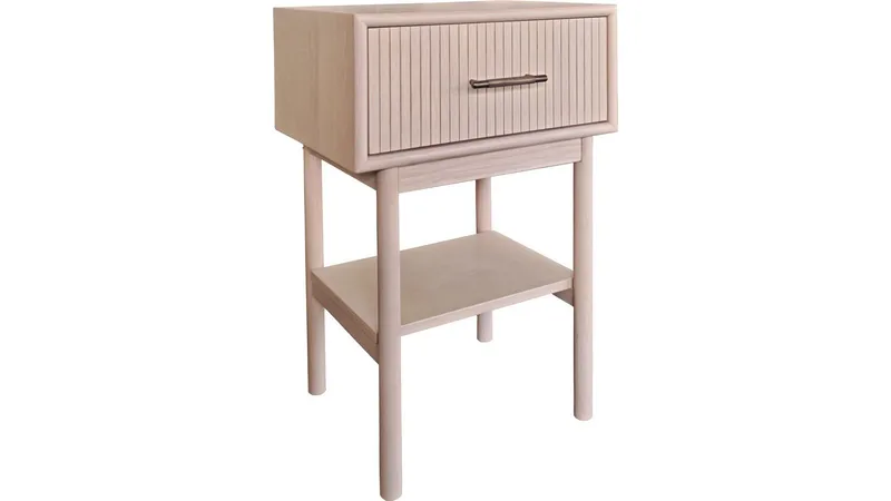 Nattbord NFG Lyon 1 skuff Vitpigmenterad ek 66 cm - Hvitpigmentert eik - Møbler - Bord - Avlastningsbord & sidobord - Sengebord & nattbord