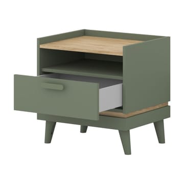 Nattbord Scandi 1 skuff - Falmet grønn - Oljet eik - Møbler - Bord - Avlastningsbord & sidobord - Sengebord & nattbord