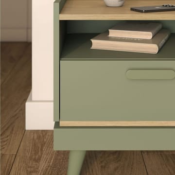 Nattbord Scandi 1 skuff - Falmet grønn - Oljet eik - Møbler - Bord - Avlastningsbord & sidobord - Sengebord & nattbord