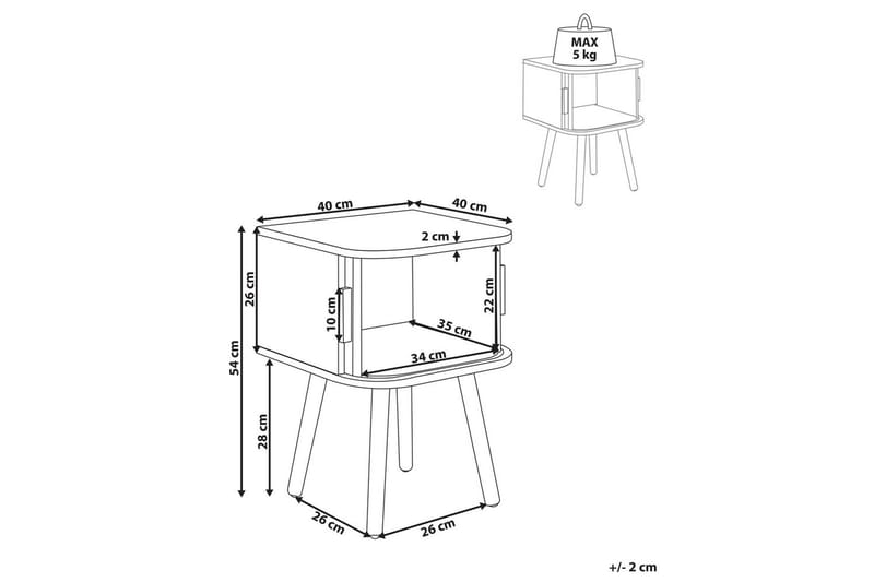 Nattbord Selah 40x40x54 cm - 40x40x54 cm - Møbler - Bord - Avlastningsbord & sidobord - Sengebord & nattbord