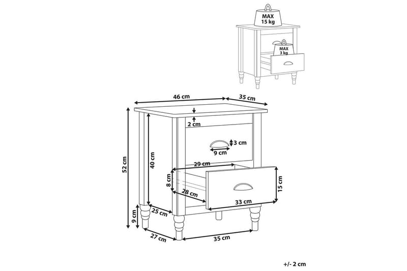 Nattbord Shillington Hvit, Sølv - Hvit, Sølv - Møbler - Bord - Avlastningsbord & sidobord - Sengebord & nattbord