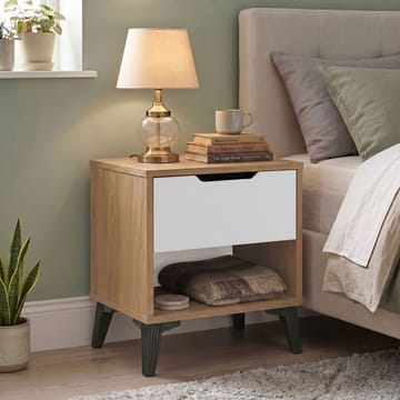 Nattbord Skye Decor Bren (44 x 52,2 x 34,4 cm) Eik Hvit - Eik og hvit - Møbler - Bord - Avlastningsbord & sidobord - Sengebord & nattbord