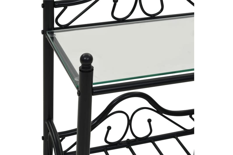 Nattbord stål og herdet glass 45x30,5x60 cm svart - Svart - Sengebord & nattbord