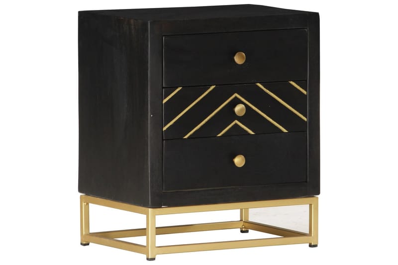 Nattbord svart og gull 40x30x50 cm heltre mango - Sengebord & nattbord