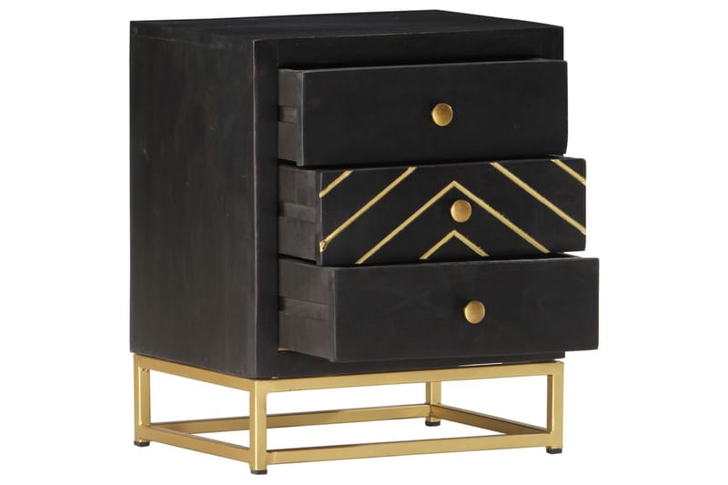 Nattbord svart og gull 40x30x50 cm heltre mango - Sengebord & nattbord