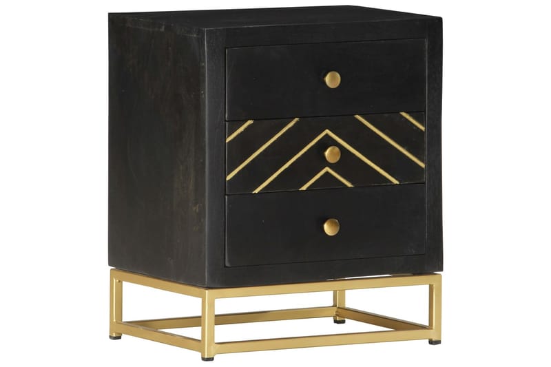 Nattbord svart og gull 40x30x50 cm heltre mango - Sengebord & nattbord