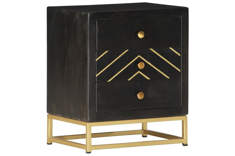 Nattbord svart og gull 40x30x50 cm heltre mango - Sengebord & nattbord