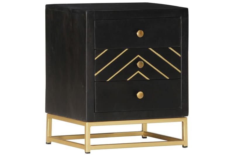 Nattbord svart og gull 40x30x50 cm heltre mango - Sengebord & nattbord