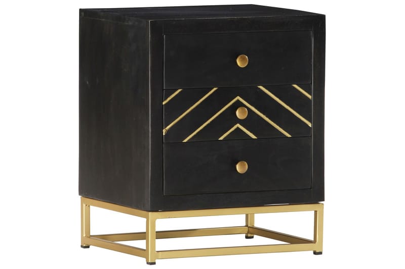 Nattbord svart og gull 40x30x50 cm heltre mango - Sengebord & nattbord