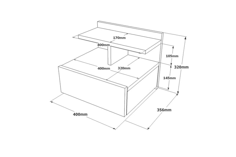 Nattbord Troter 40 cm 2 Hyller - Sølv - Sengebord & nattbord