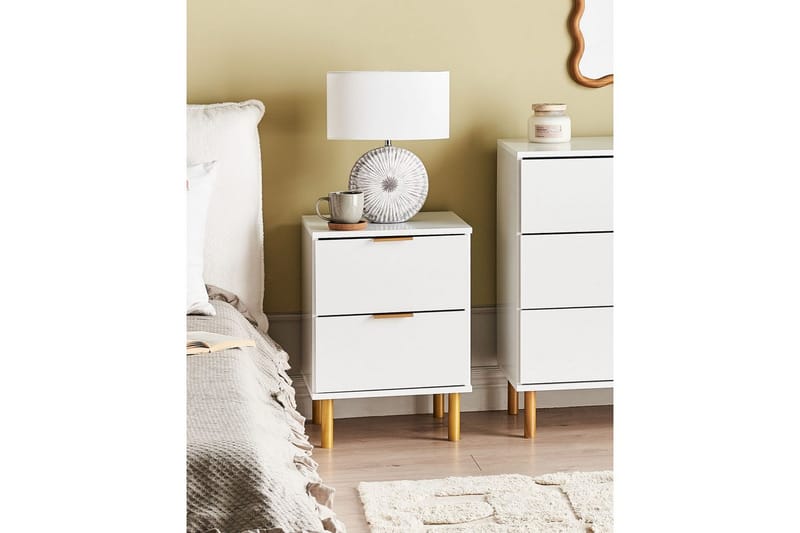 Nattbord Walpole Hvit, gull - Hvit, gull - Møbler - Bord - Avlastningsbord & sidobord - Sengebord & nattbord