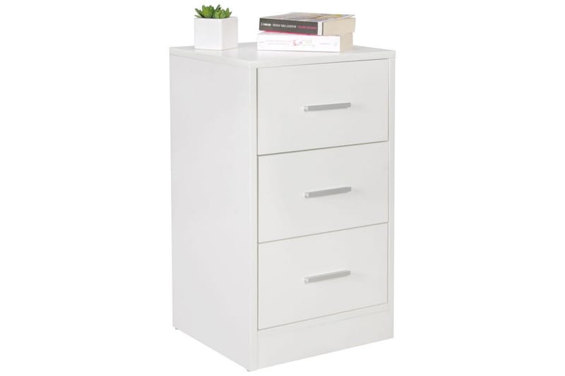 Nattbord Wohnling for kontinentalseng, 68 cm høy og 3 skuffer i en moderne stil Hvit - Hvit - Møbler - Bord - Avlastningsbord & sidobord - Sengebord & nattbord