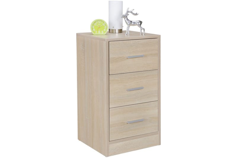 Nattbord Wohnling for kontinentalseng, 68 cm høy og 3 skuffer i en moderne stil Sonoma - Sonoma - Møbler - Bord - Avlastningsbord & sidobord - Sengebord & nattbord