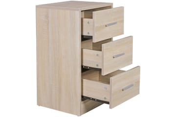 Nattbord Wohnling for kontinentalseng, 68 cm høy og 3 skuffer i en moderne stil Sonoma - Sonoma - Møbler - Bord - Avlastningsbord & sidobord - Sengebord & nattbord