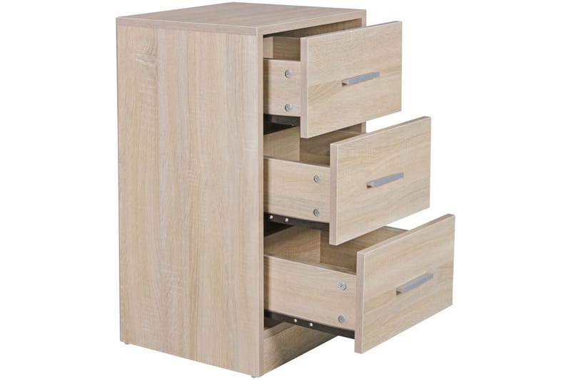 Nattbord Wohnling for kontinentalseng, 68 cm høy og 3 skuffer i en moderne stil Sonoma - Sonoma - Møbler - Bord - Avlastningsbord & sidobord - Sengebord & nattbord