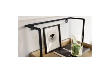 Nattbord Wohnling for veggmontering, laget av solid mangotre, med 1 skuff, industrielt-stil hylle Lysebrun - Lysebrun - Møbler - Bord - Avlastningsbord & sidobord - Sengebord & nattbord