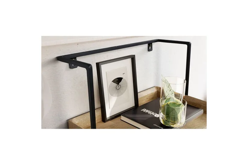 Nattbord Wohnling for veggmontering, laget av solid mangotre, med 1 skuff, industrielt-stil hylle Lysebrun - Lysebrun - Møbler - Bord - Avlastningsbord & sidobord - Sengebord & nattbord