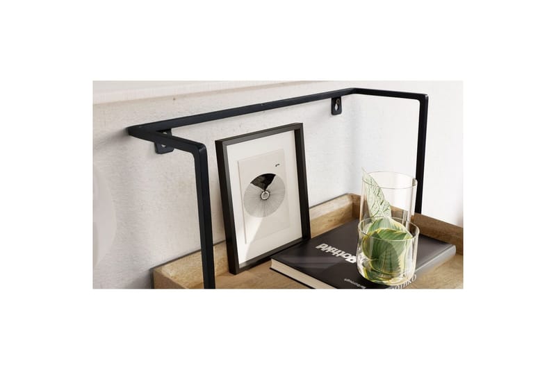 Nattbord Wohnling for veggmontering, laget av solid mangotre, med 1 skuff, industrielt-stil hylle Lysebrun - Lysebrun - Møbler - Bord - Avlastningsbord & sidobord - Sengebord & nattbord