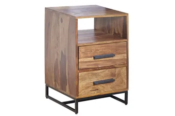 Nattbord Wohnling Heltre for kontinentalsenger med 2 skuffer oppbevaringshylle landlig stil - Møbler - Bord - Avlastningsbord & sidobord - Sengebord & nattbord