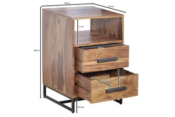 Nattbord Wohnling Heltre for kontinentalsenger med 2 skuffer oppbevaringshylle landlig stil - Møbler - Bord - Avlastningsbord & sidobord - Sengebord & nattbord